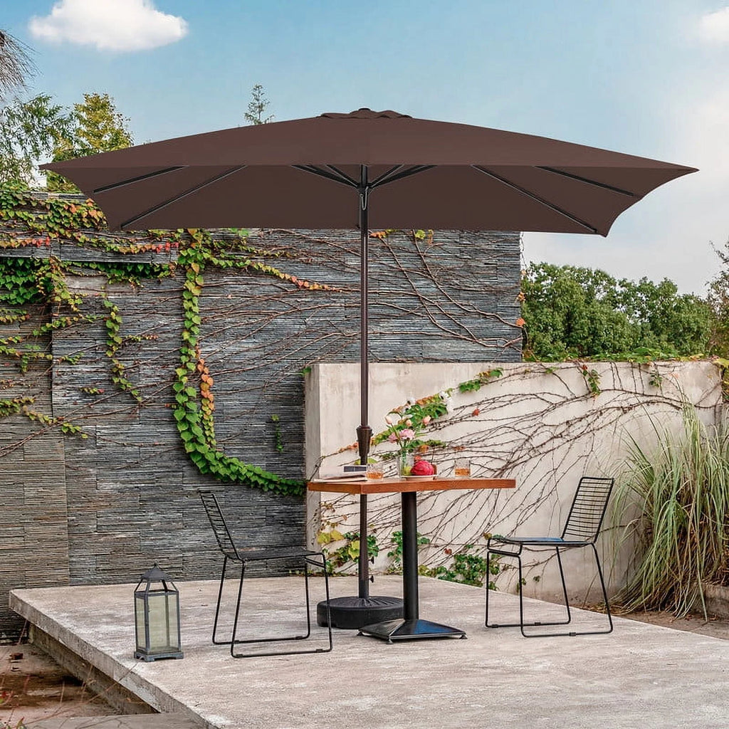 8 x 10 ft Outdoor Rectangular Patio Market Umbrella, Beige L51785