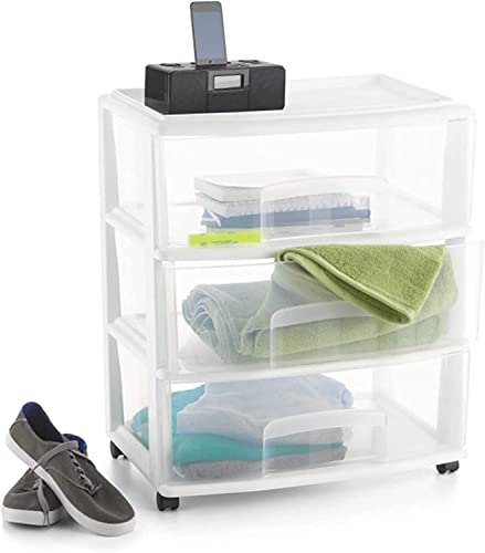 Plastic Storage Drawer Cart with 3 Clear Drawers G771