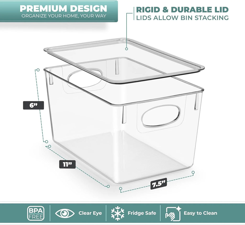 Set of 4 Clear Plastic Storage Bins with Lids R199955