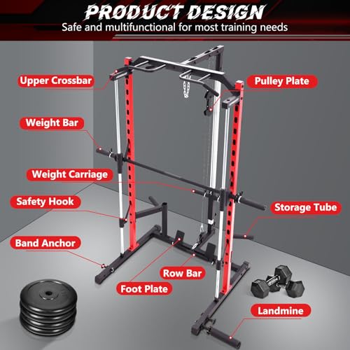 Smith Machine Squat Rack with LAT-Pull Down and Cable Crossover X729289