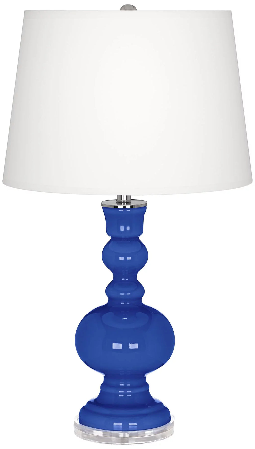 Modern 30" Tall Blue Glass Table Lamp with White Linen Drum Shade C830572