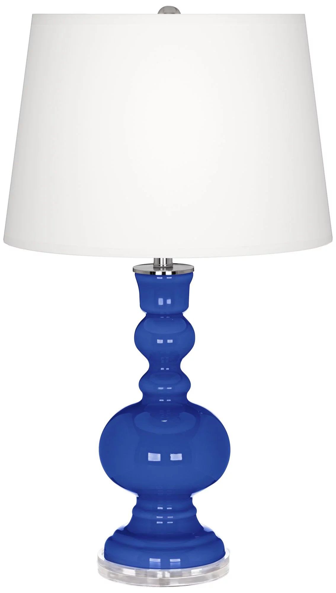 Modern 30" Tall Blue Glass Table Lamp with White Linen Drum Shade C830572