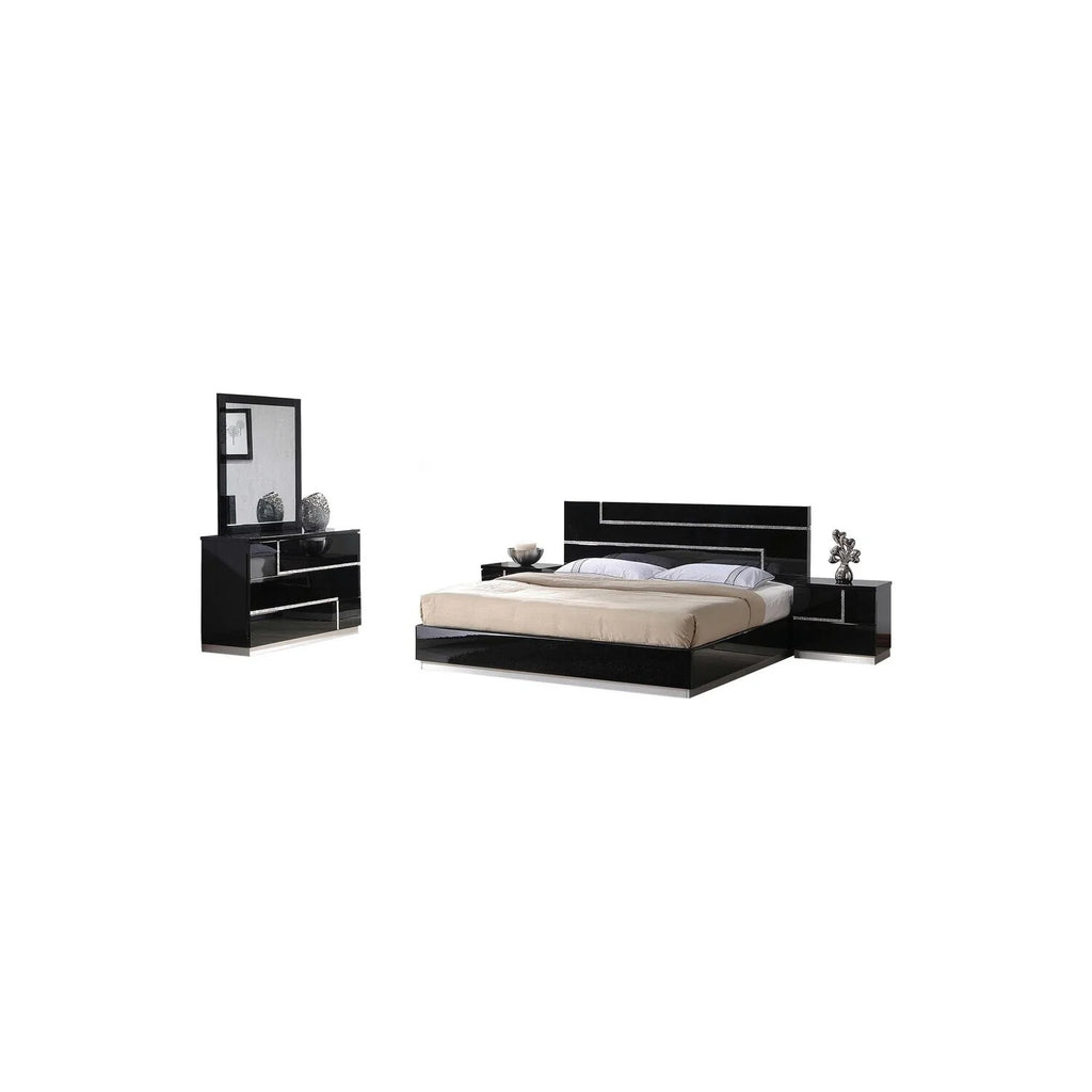 Black High Gloss 5-Piece Wood Queen Bedroom Set O405462