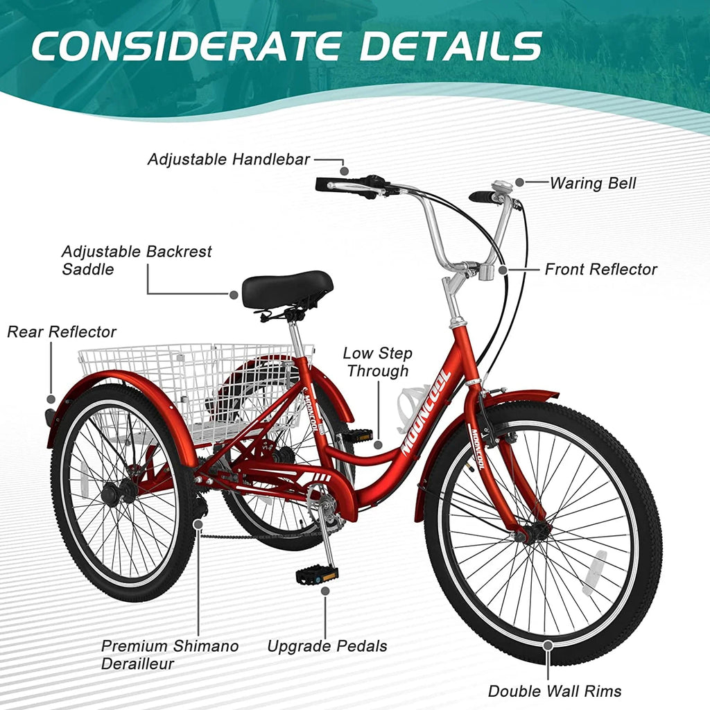 7 Speed 26 Inch Three Wheel Bike B2888