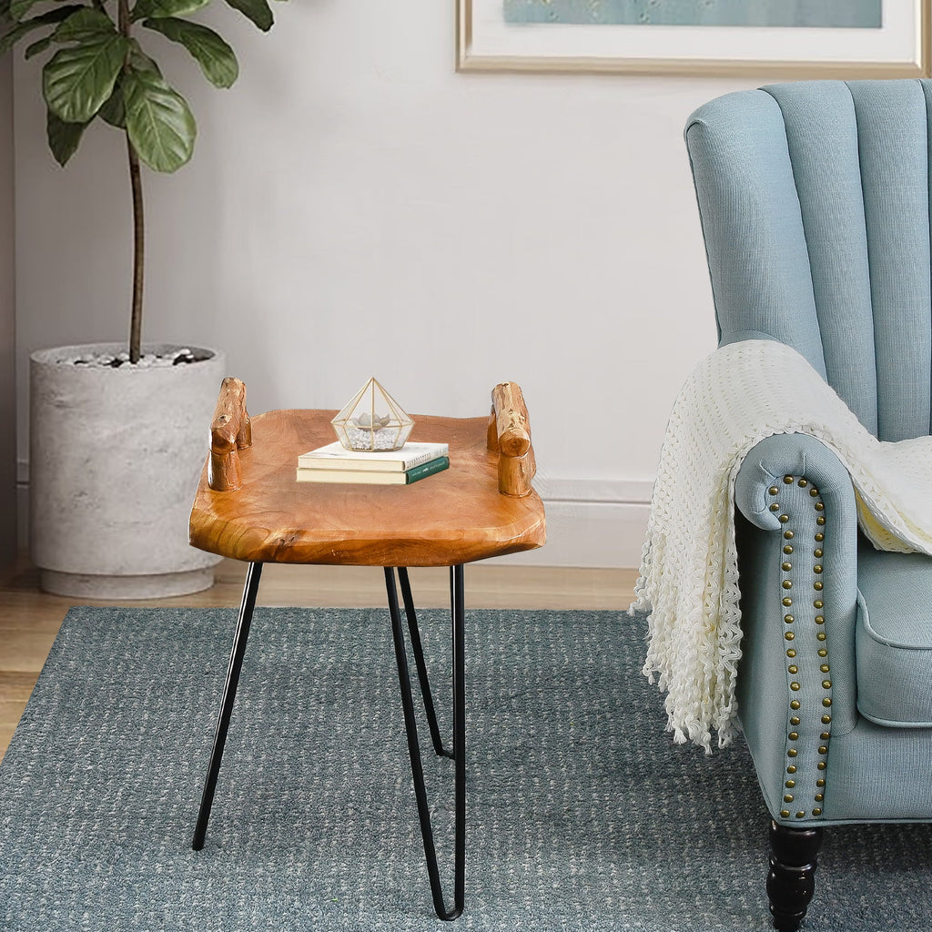 Cedar Wood End Table with Serving Tray S797486