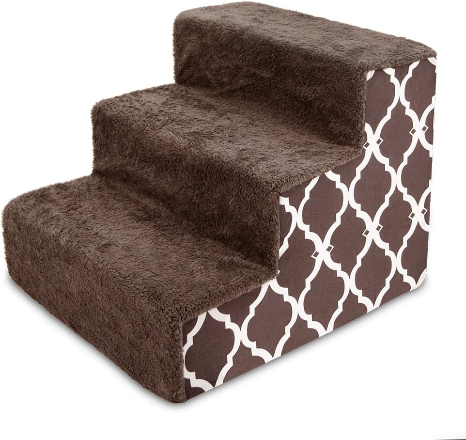 Dark Gray Linen 3-Step Pet Steps and Stairs D377791