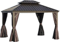 10x12 Hardtop Aluminum Frame Gazebo with Curtains and Netting W865