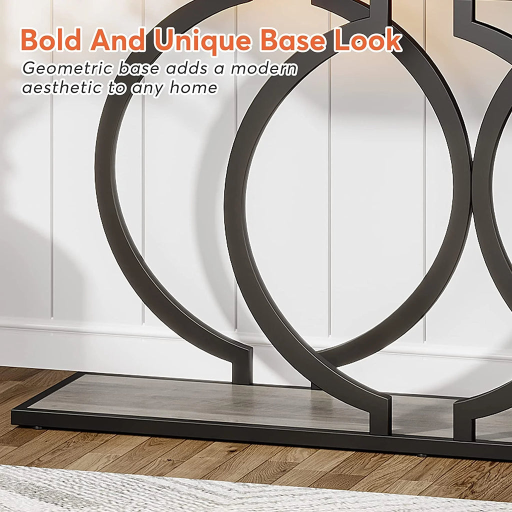 55" Console Sofa Table with Geometric Metal Frame N8335