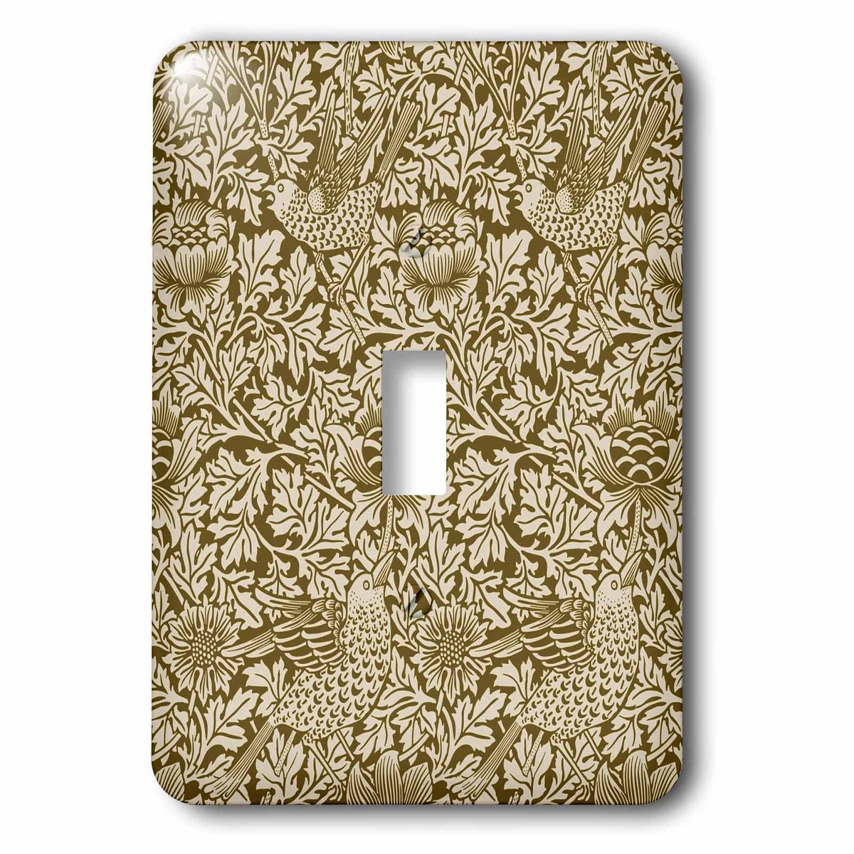 Pretty William Morris Bird and Anemone Chintz Brown Single Toggle Switch M944191