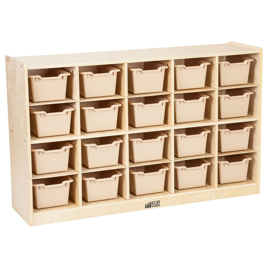 20-Cubby Birch Tray Cabinet with Sand Bins O390611