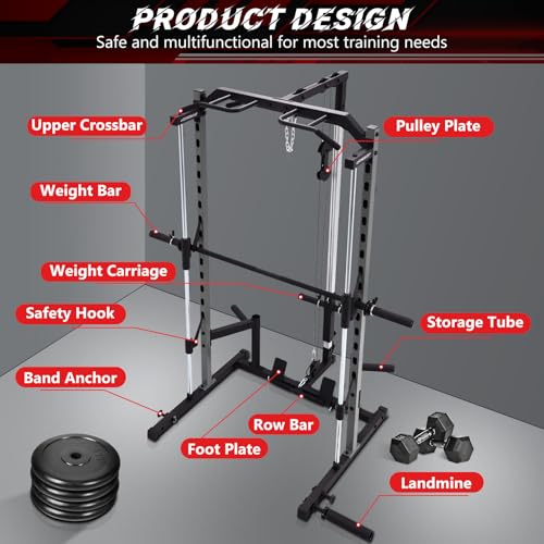 Smith Machine Squat Rack with LAT-Pull Down and Cable Crossover X729289
