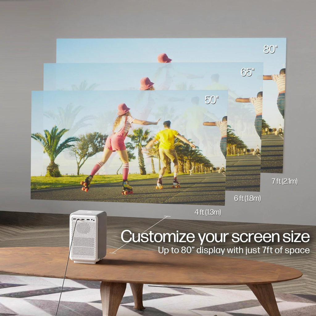 FHD LCD LED Projector with Streaming Player and 84 Projection Screen W86937