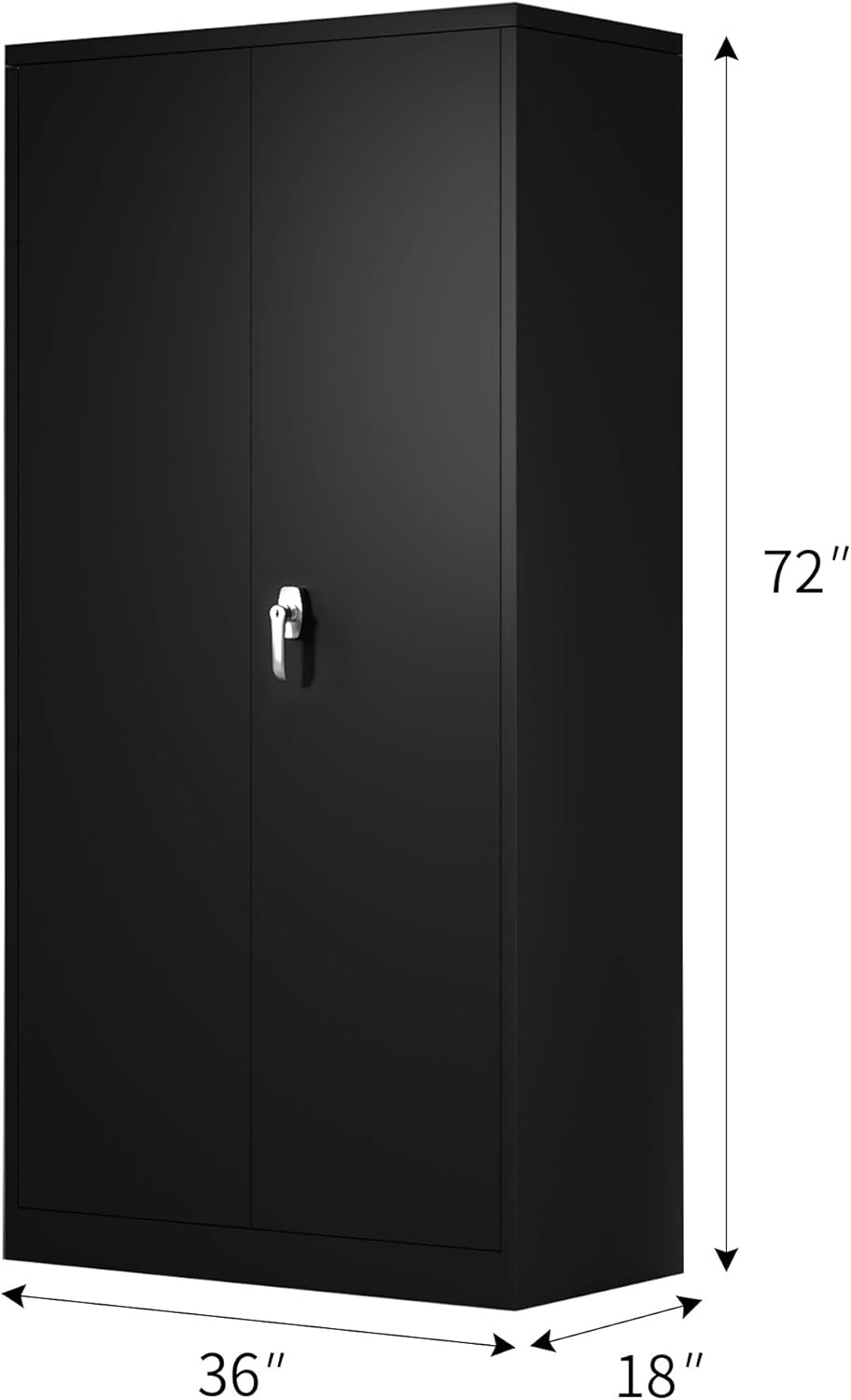 Metal Storage Cabinet with 2 Doors and 5 Shelves, Black I8679