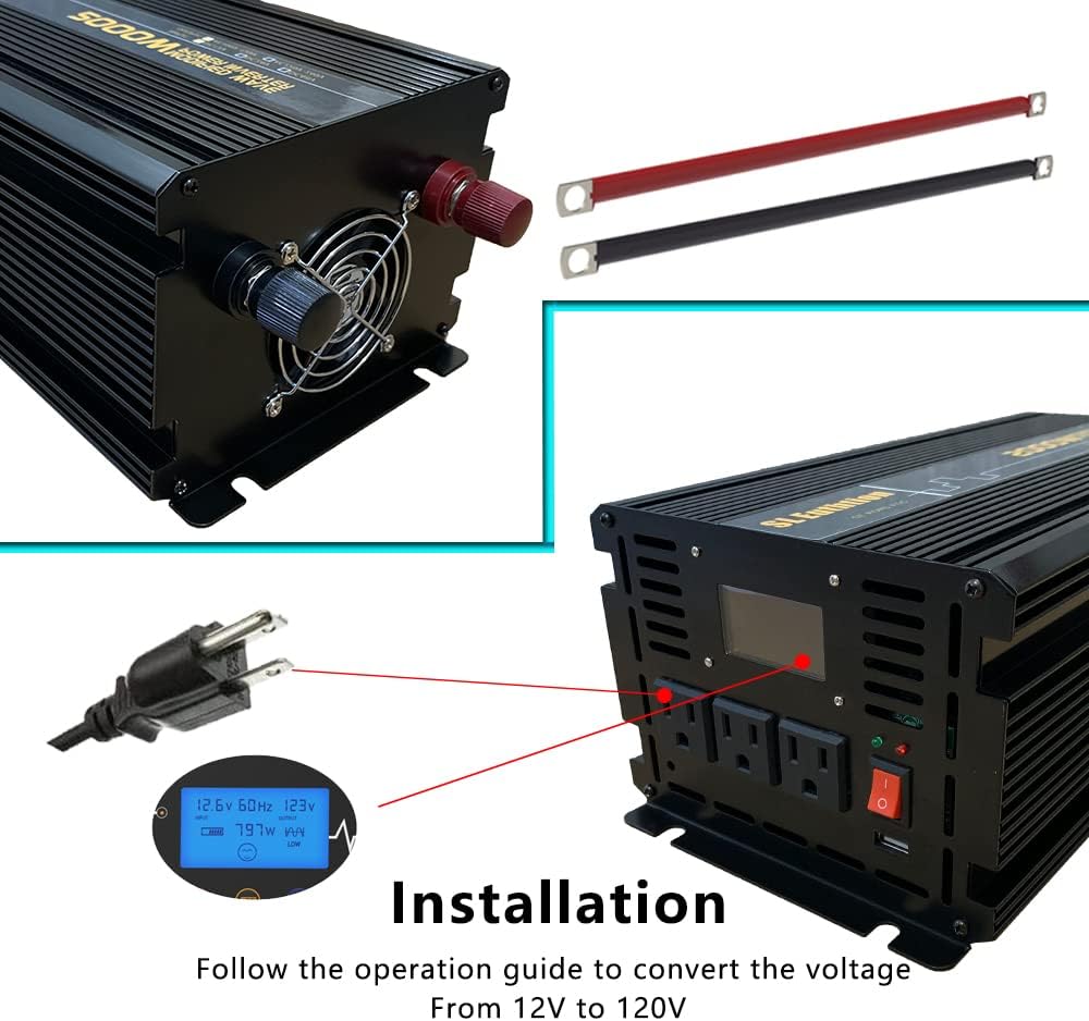 2000W Power Inverter 12V DC to 120V AC with LCD Display USB Port A54231
