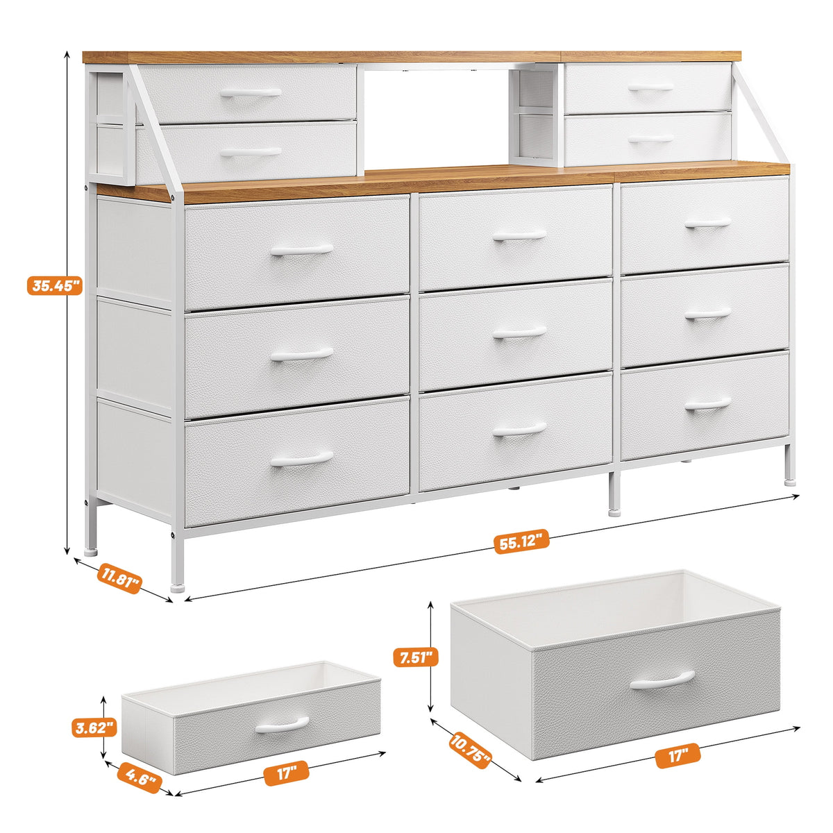 Black Fabric 13 Drawer Dresser Y45713