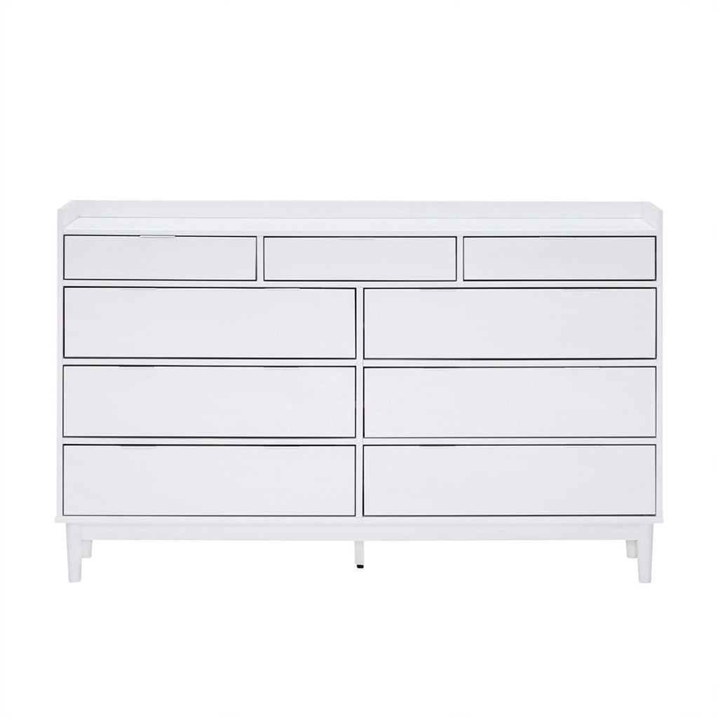 White 9 Drawer Solid Wood Dresser T8240