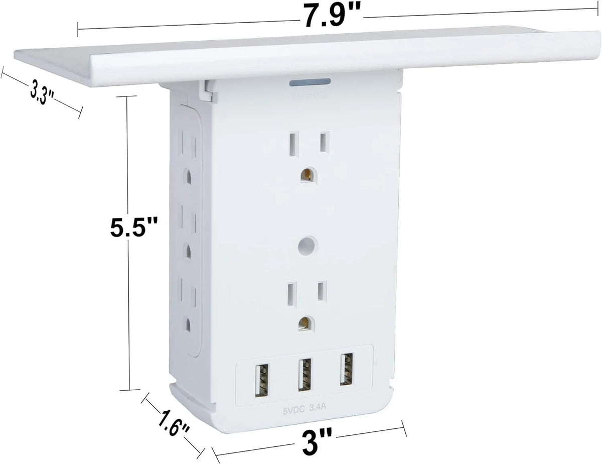 2 Pack Wall Outlet Extender with USB, 8 Outlet & 3 USB Surge Protector E553