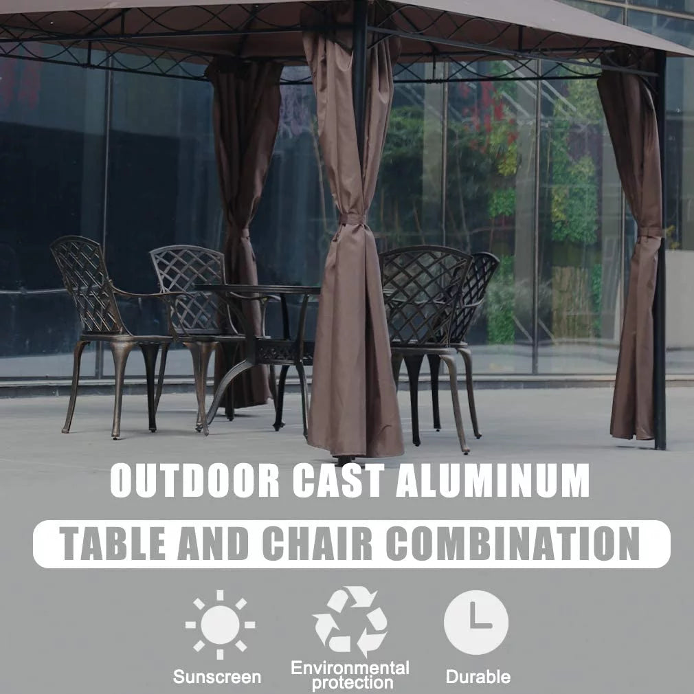 Outdoor Dining Table Set with 4 Wrought Iron Chairs U53404