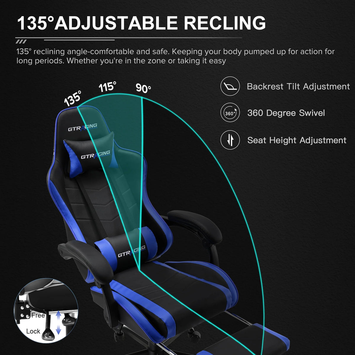 White Gaming Chair with Footrest N731380