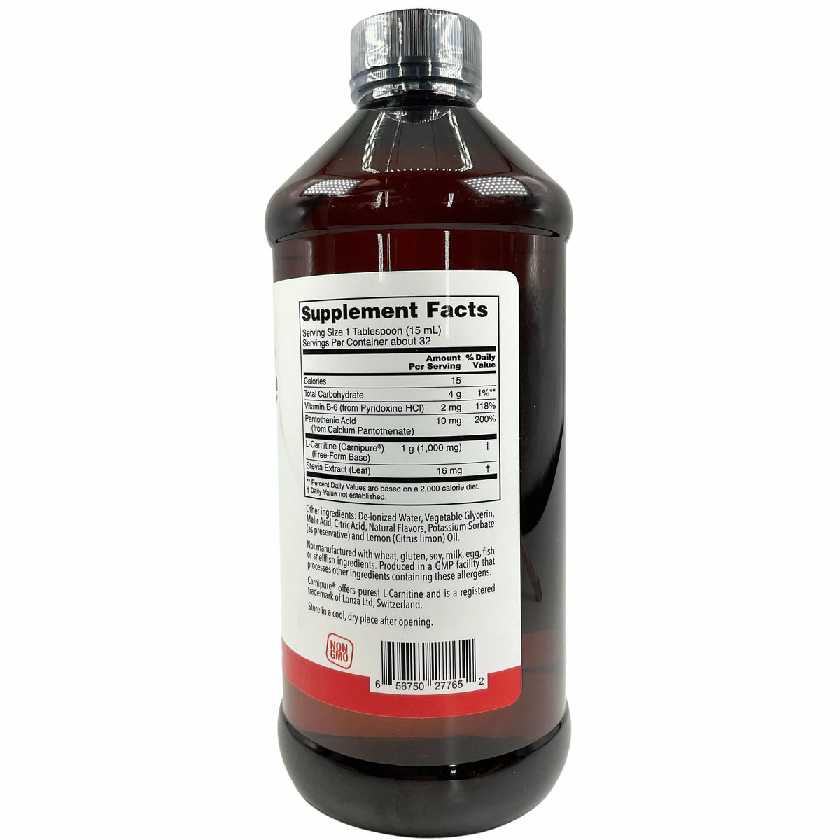 L-Carnitine 1000MG Vitamin B6 Citrus Flavor 16 Oz H432