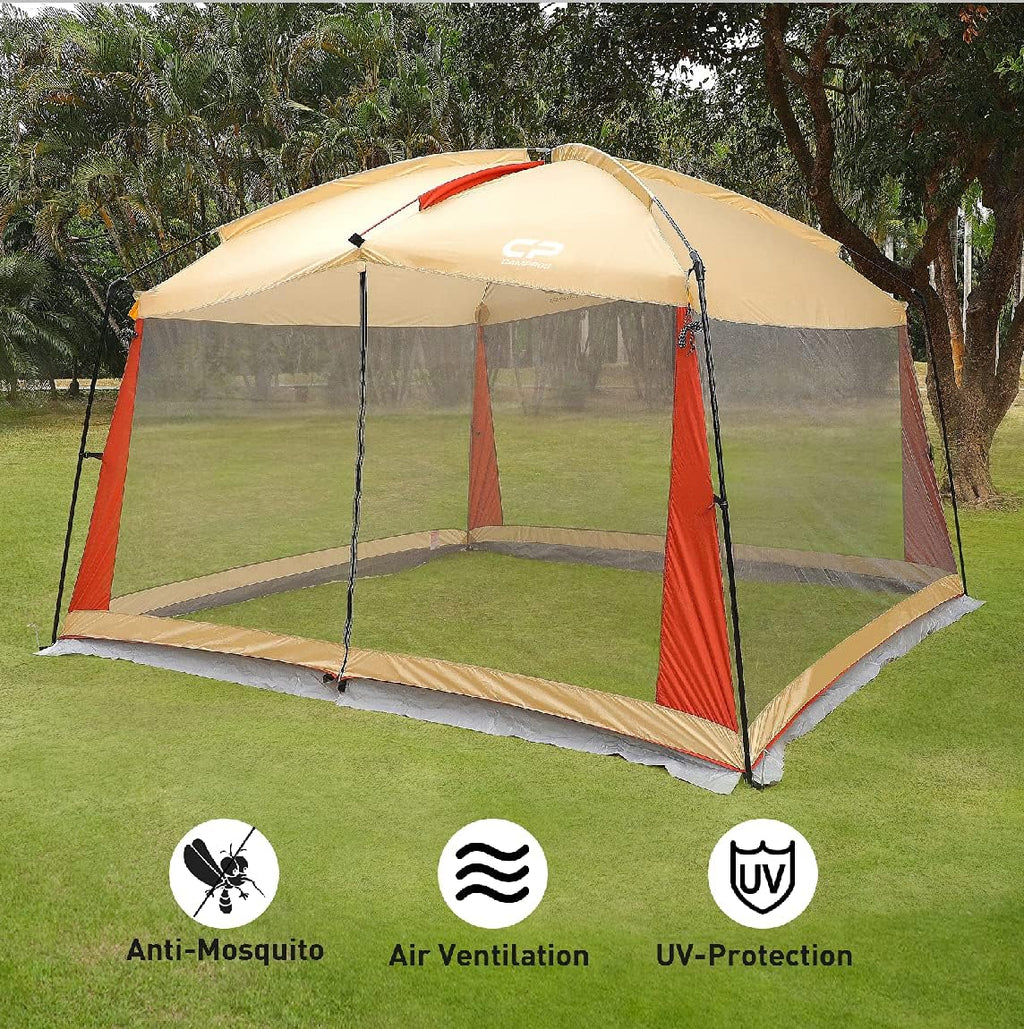 12 x 10 Ft Beige Screened Mesh Canopy Tent H201