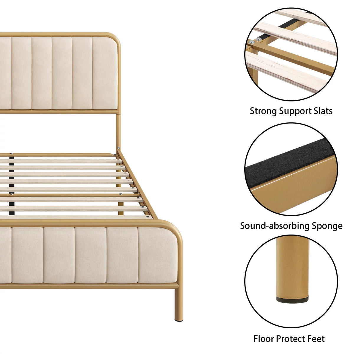 Queen Size Tufted Upholstered Bed Frame J217153