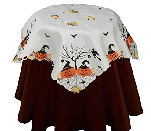 Halloween Tablecloth 52" Square Embroidered Ivory A462073