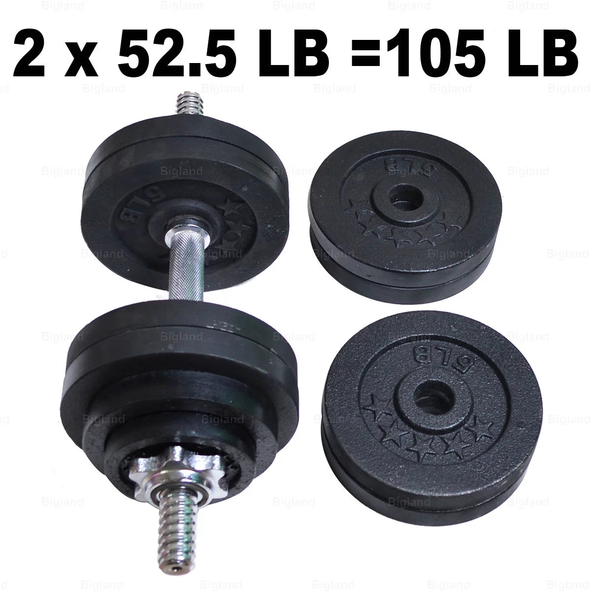 Adjustable Dumbbell Set 105 lbs Pair Black Q447237