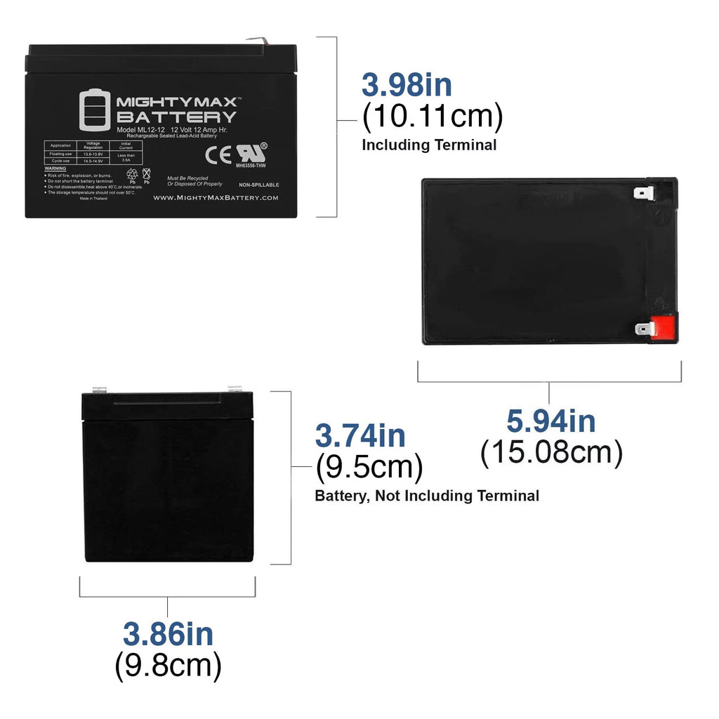 12V 12AH F2 Rechargeable Replacement Battery Y316