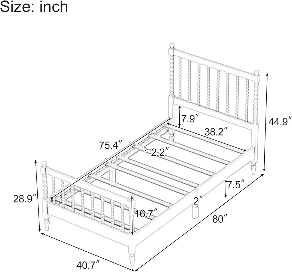 3Pcs Bedroom Set with 2 Nightstands, Solid Wood Platform Bed K7164