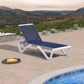 Navy Blue Stackable Patio Chaise Lounge Chair F9664