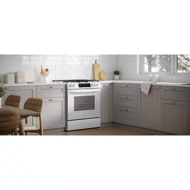 5 Burners Slide in Gas Range with Steam Clean in White F5635