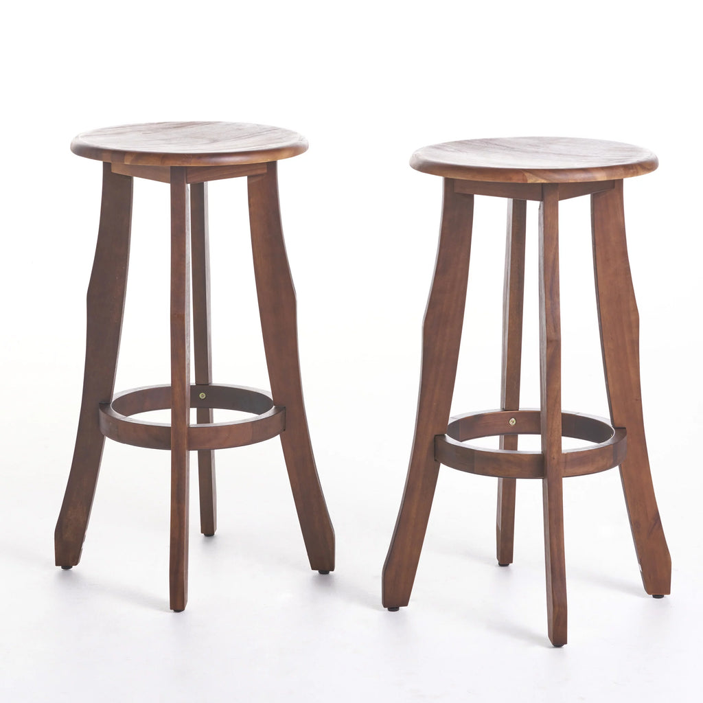 Acacia Wood Barstools, Set of 2, Dark Brown C8072