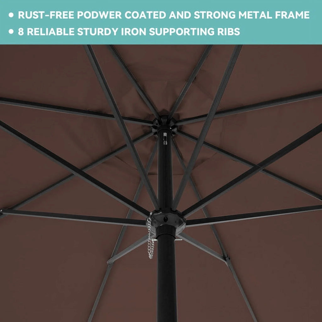 8 x 10 ft Outdoor Rectangular Patio Market Umbrella, Beige L51785