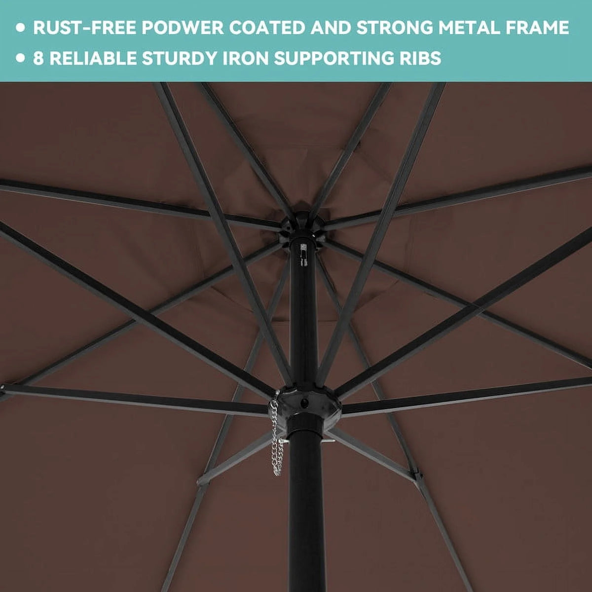 8 x 10 ft Outdoor Rectangular Patio Market Umbrella, Beige L51785