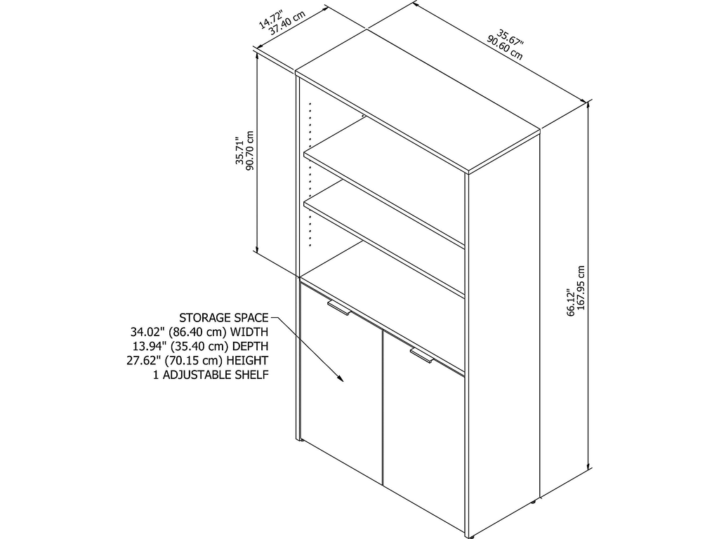 5 Shelf Bookcase with Doors P564564