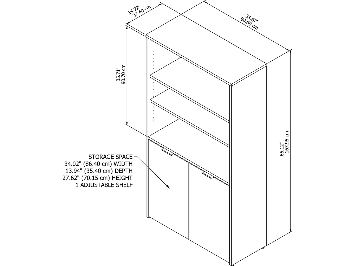 5 Shelf Bookcase with Doors P564564