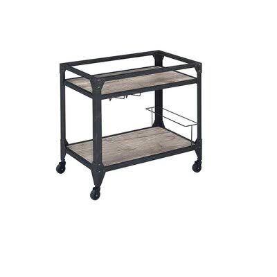 Rustic Oak & Charcoal Serving Cart N744