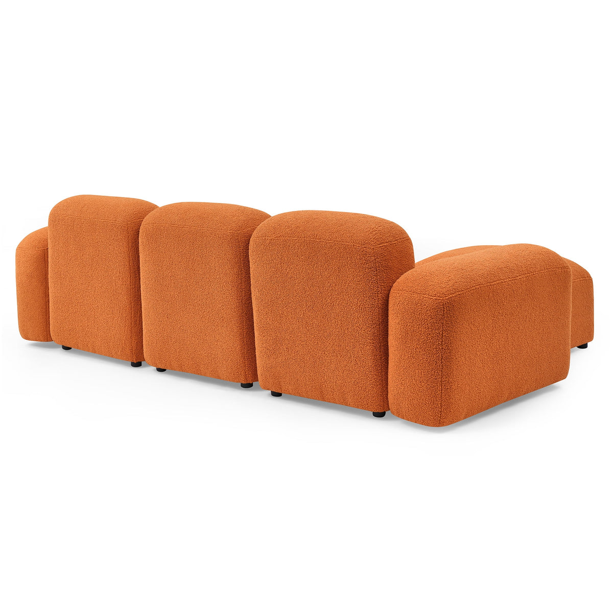 L-Shape Modular Sectional Sofa with 2 Pillows Teddy Fabric Orange Y32455