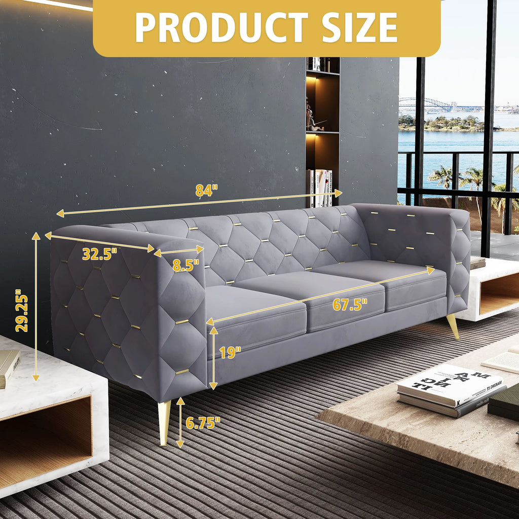 3 Piece Gray Velvet Sofa A575