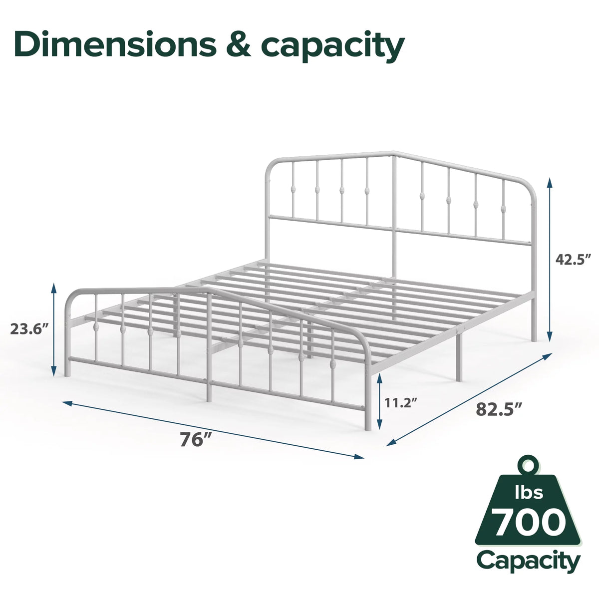 White King Metal Platform Bed Frame S186