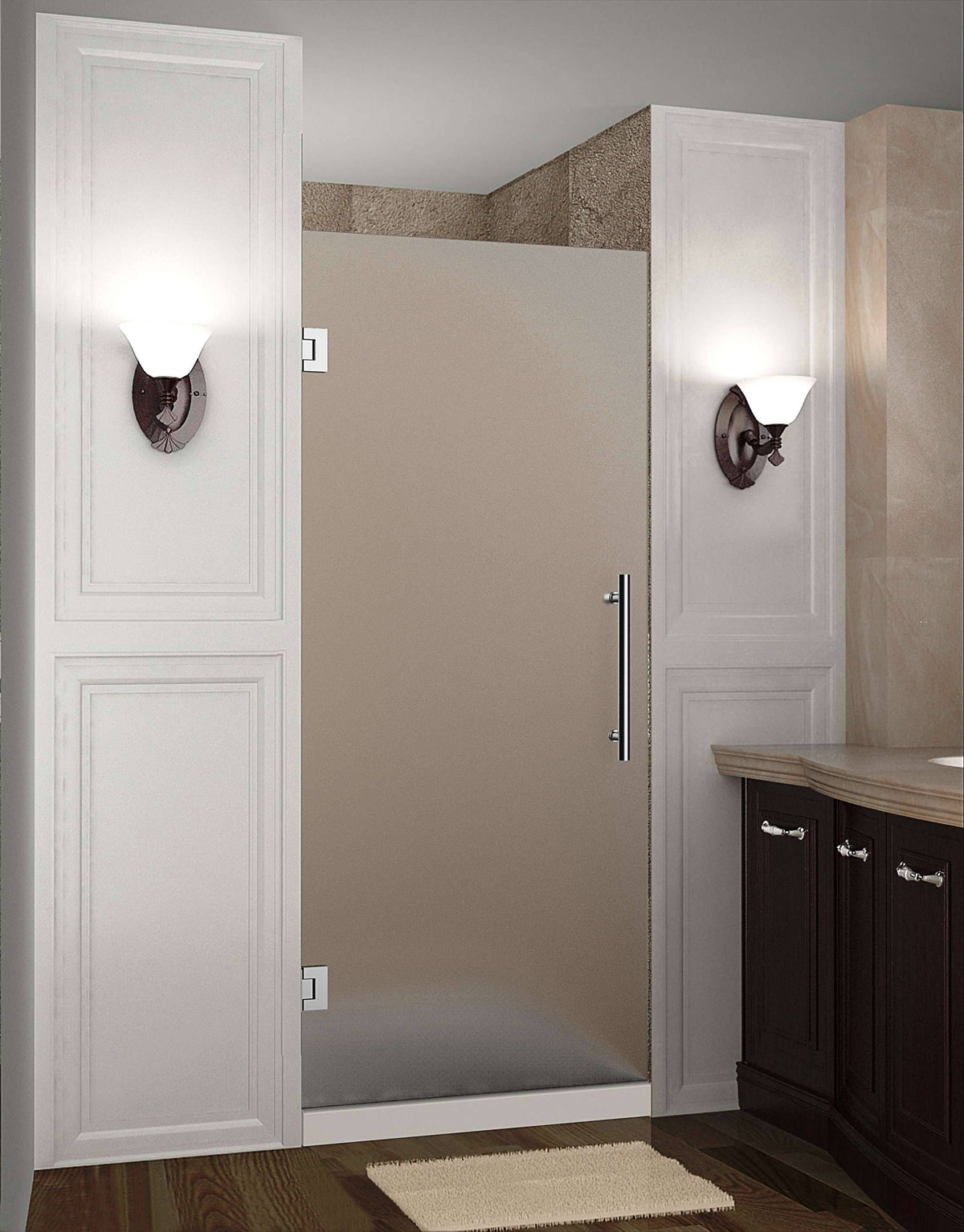 Frosted Glass Stainless Steel Frameless Hinged Shower Door P757