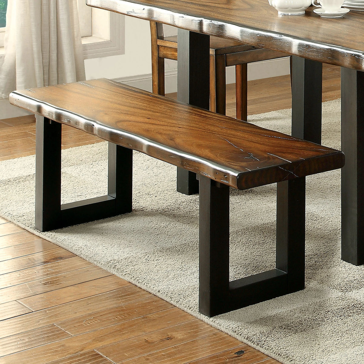 Rustic Oak Solid Wood Dining Bench Z977188