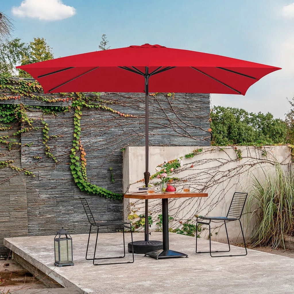 8 x 10 ft Outdoor Rectangular Patio Market Umbrella, Beige L51785