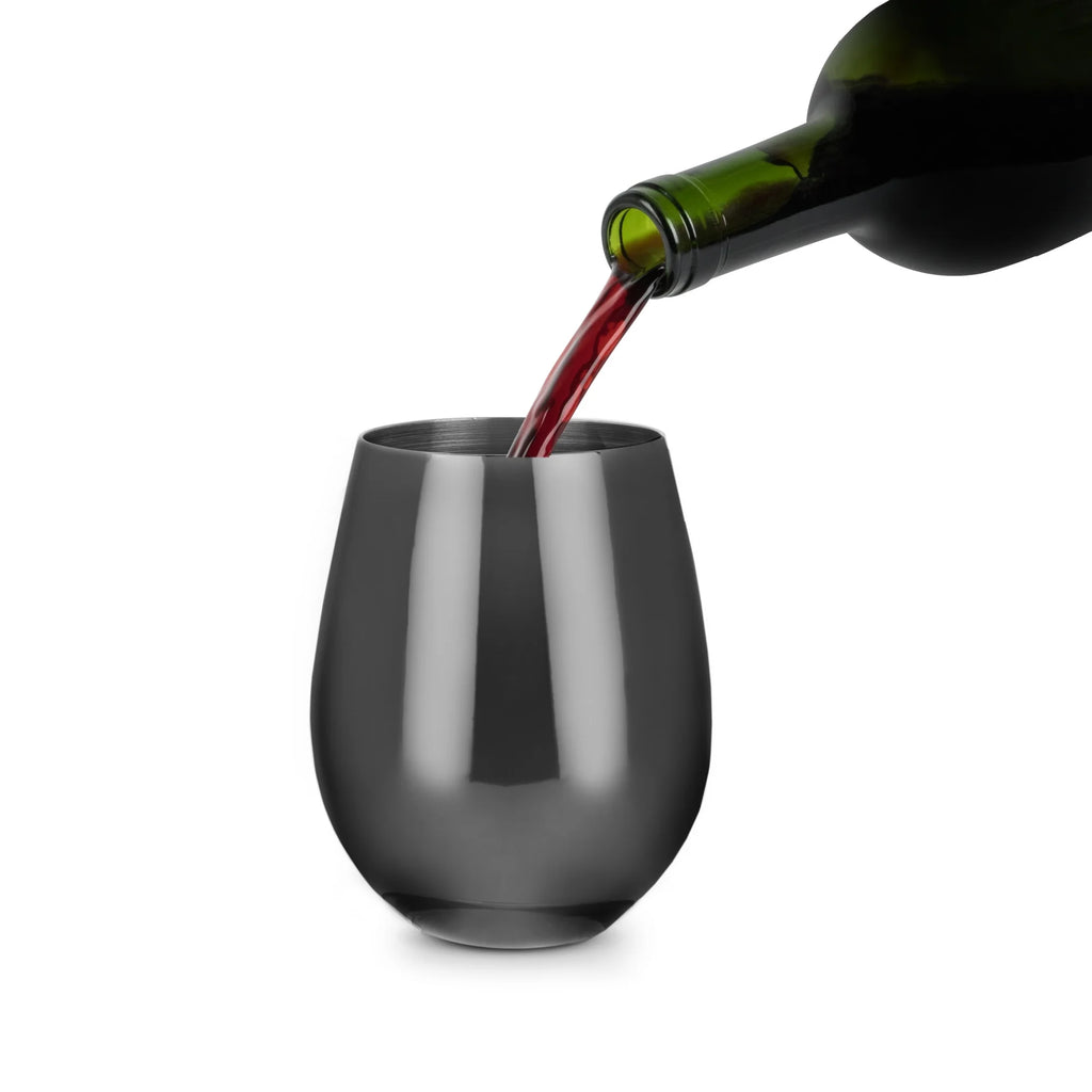 Stemless Wine Glasses Stainless Steel Black 18 Oz Y98333