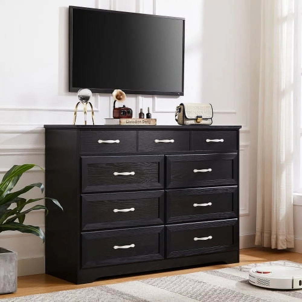 Black 9 Drawer Wood Dresser P319330