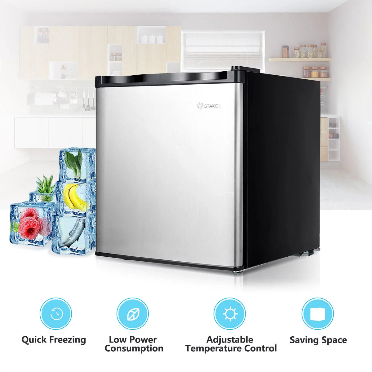 1.1 cu.ft. Compact Single Door Upright Freezer Stainless Steel E957