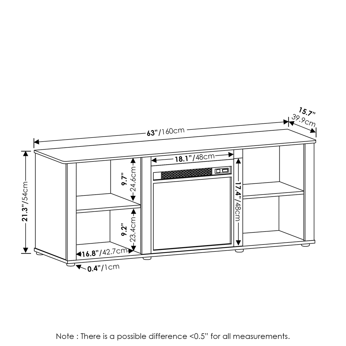 60 Inch TV Stand with Fireplace G3398