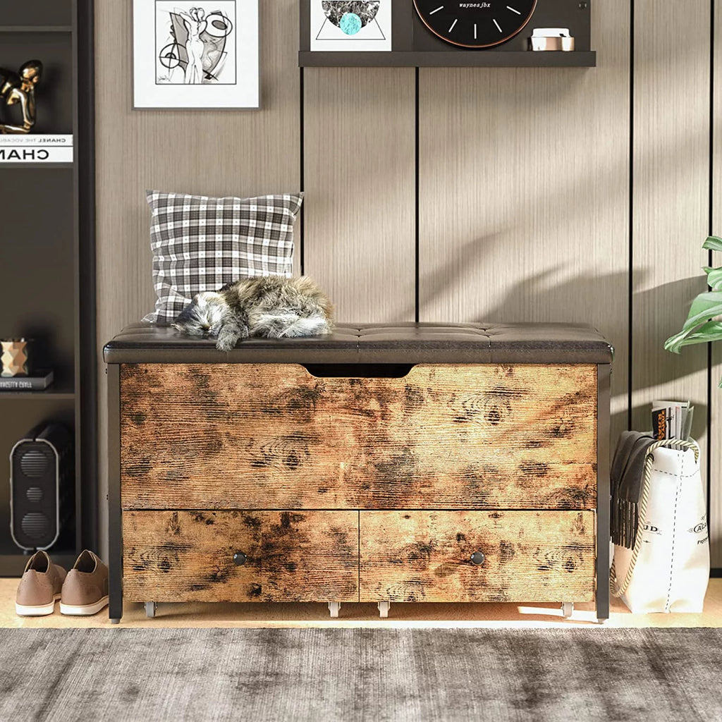 Vintage Brown and Black Ottoman Bench P517764