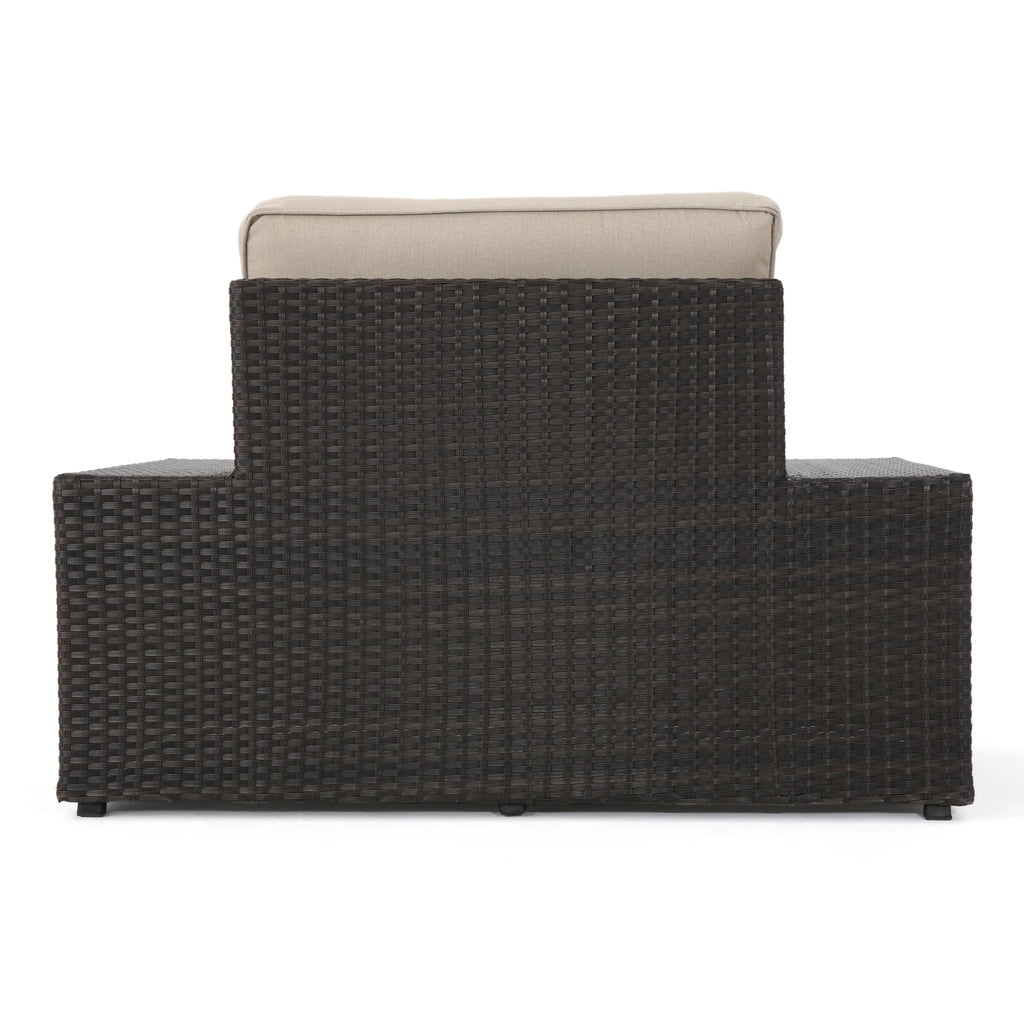 10 Piece Wicker Sofa Set with Cushions, Dark Brown, Beige Y1805